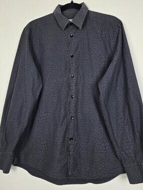 Versace Collection Trend Jacquard Mens 16/41 Long Sleeve Black Button Shirt